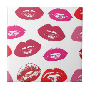 Kissable Lips (Kissing Lips, Red & Pink Lipstick) Tile