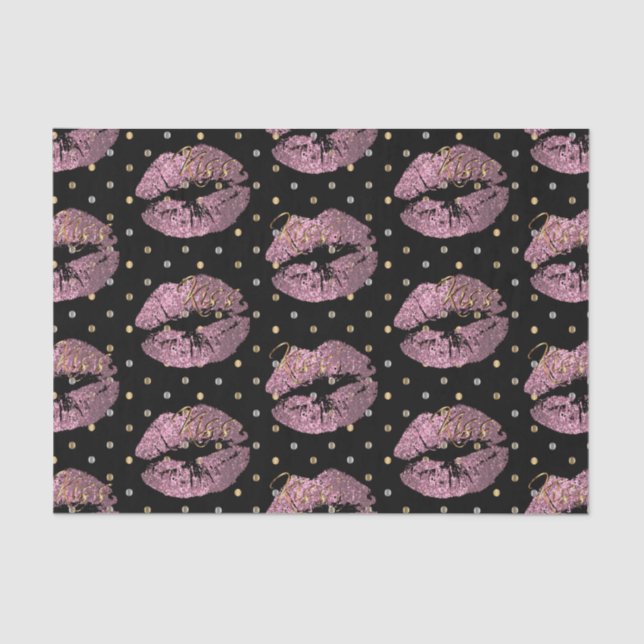 Kissable Pink Glitter Lips Tissue Paper (Front)