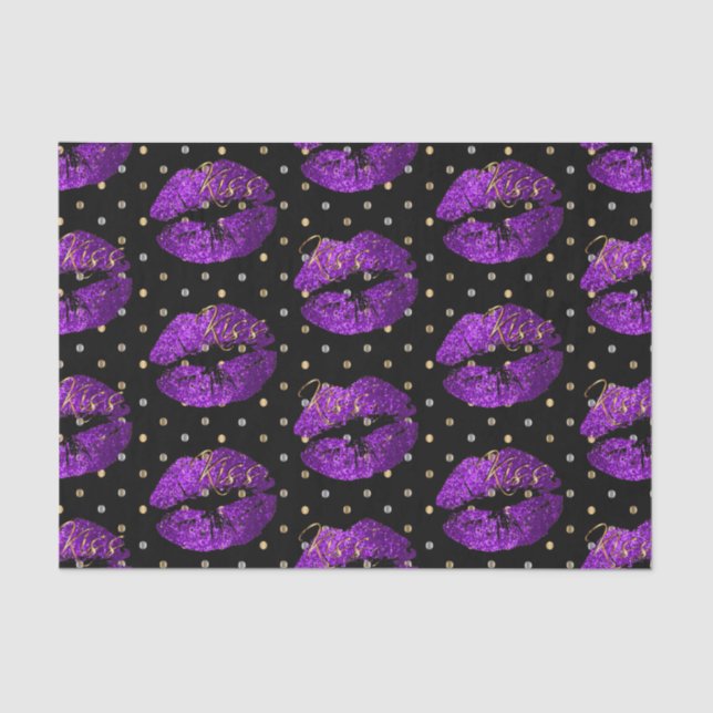 Kissable Purple Glitter Lips Tissue Paper (Front)