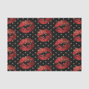 Kissable Red Glitter Lips Tissue Paper