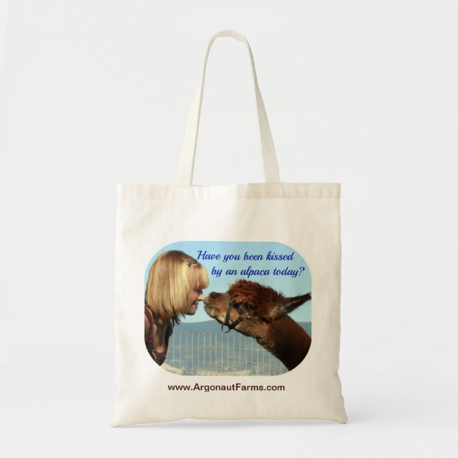 Kissed by an Alpaca Tote Bag (Front)