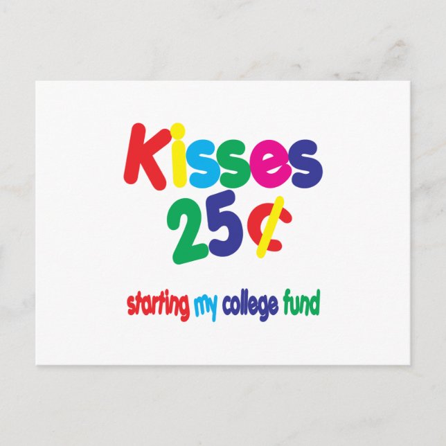 KISSES 25 Cents ... College Fund Postcard (Front)