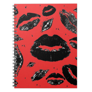 Kisses All Over (Black & Red) Notebook