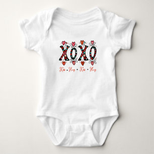 Kisses and Hugs doodle art Valentine Baby Bodysuit