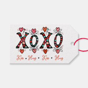 Kisses and Hugs doodle art Valentine Gift Tags