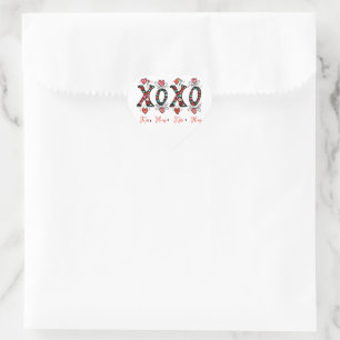Kisses and Hugs doodle art Valentine Heart Sticker