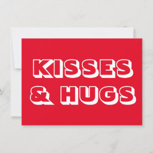 Kisses and hugs, red white modern bold card