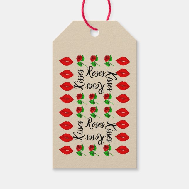 Kisses and roses gift tag (Front)