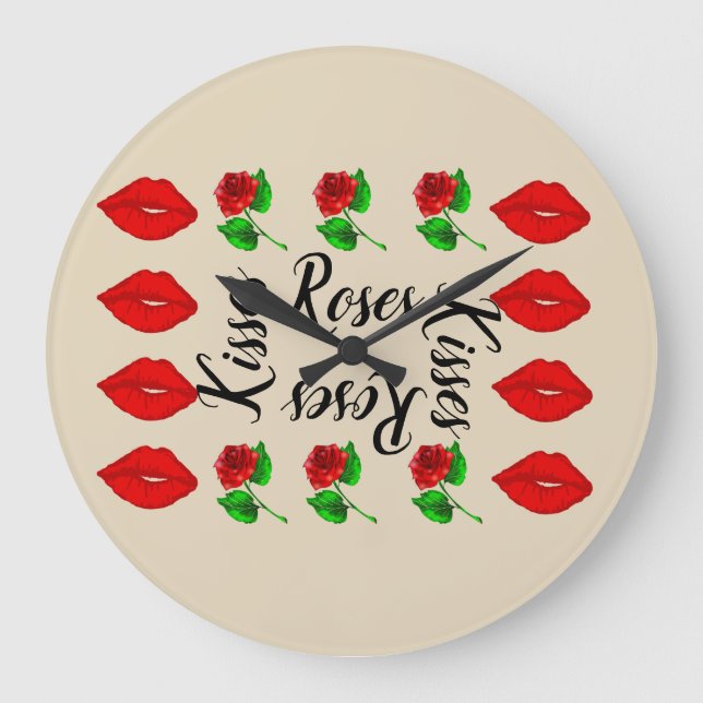 Kisses and roses wall clock (Front)