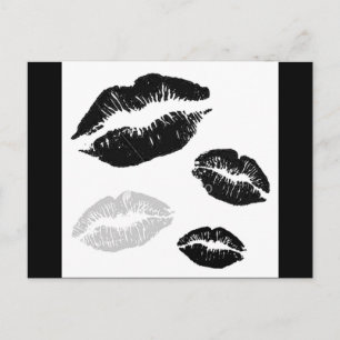 kisses-blackwhitegrey postcard