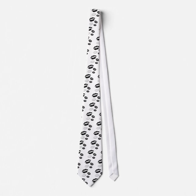 kisses-blackwhitegrey tie (Front)