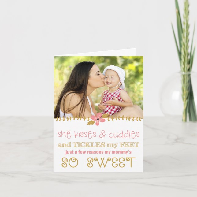 Kisses & Cuddles Mother's Day Photo Card (Front)