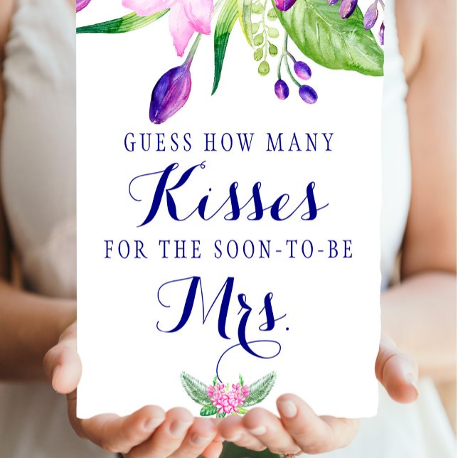 Kisses elegant floral bridal shower sign (Creator Uploaded)