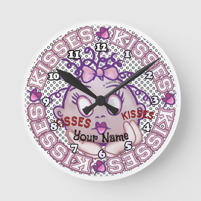 Kisses Face Round Clock (Front)