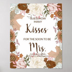 Kisses for Soon Mrs Boho Autumn Shower Game Sign