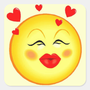 Kisses For You Happy Face Valentine Square Sticker