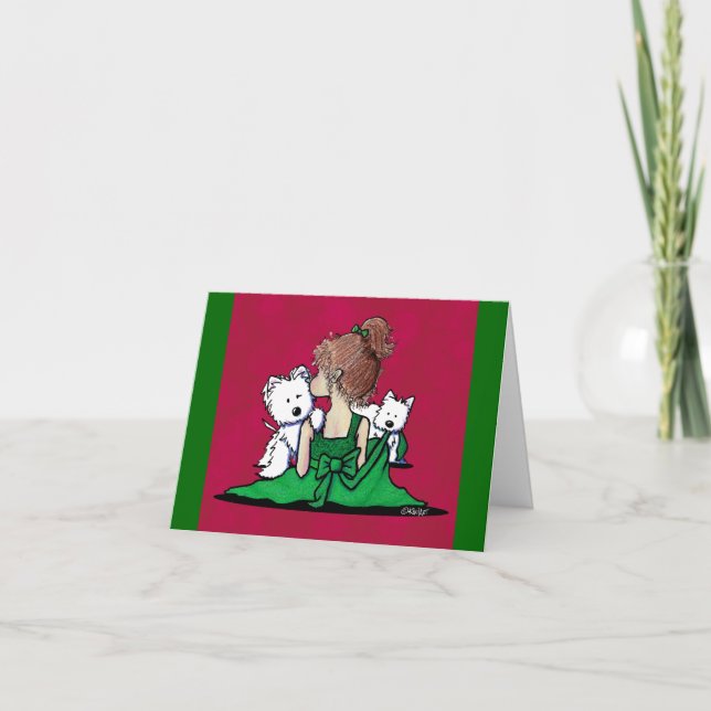 Kisses & Giggles Westie Dogs Christmas Card (Front)