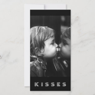 Kisses, Girl Kissing Her Reflection B&W Card