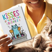 Kisses if you do the dishes cute cat washing up