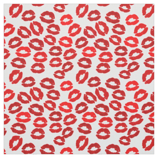 kisses lips lipstick print valentines day pattern fabric (Swatch)