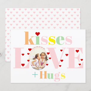 Kisses, love, hugs typography photo Valentines Day Holiday Card