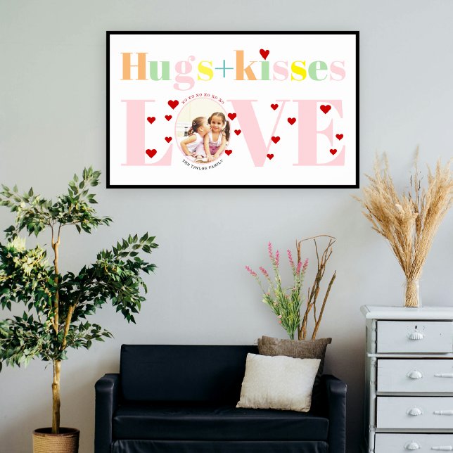 Kisses, love, hugs typography photo Valentines Day Poster (Creator Uploaded)