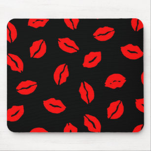 kisses pattern BLACK RED Mouse Mat