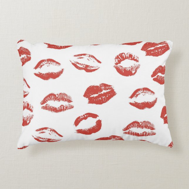 Kisses Red Lips Decorative Cushion (Front)