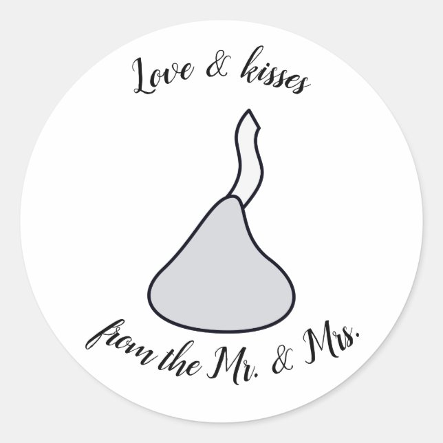 Kisses wedding favour classic round sticker (Front)