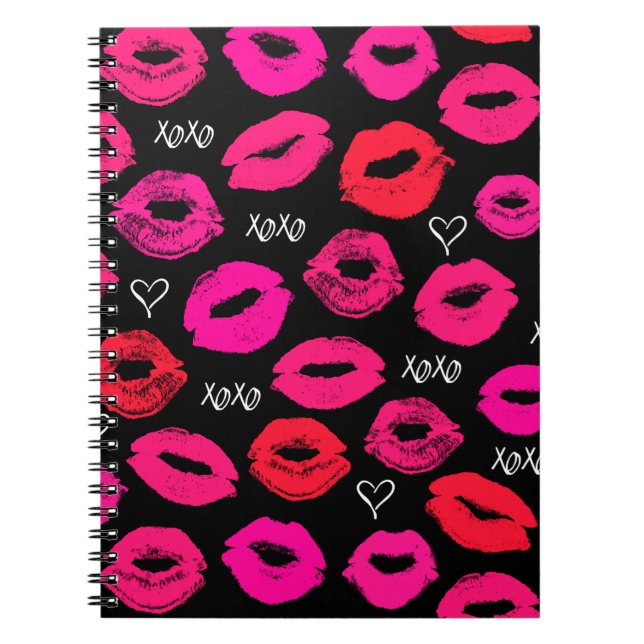 Kisses XOXO Red and Pink Notebook (Front)