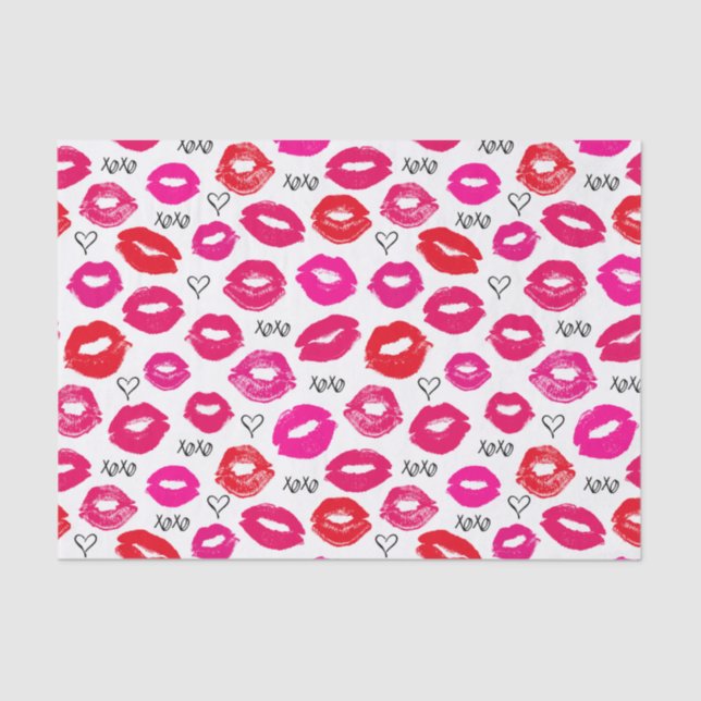 Kisses XOXO Red and Pink Tissue Paper (Front)