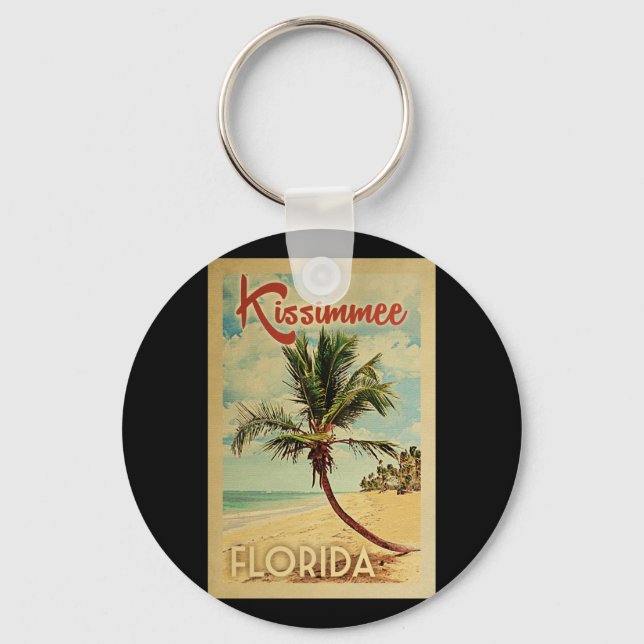 Kissimmee Palm Tree Vintage Travel Key Ring (Front)