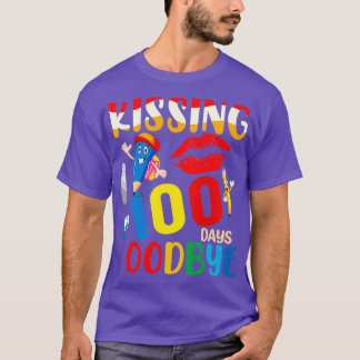 Kissing 100 Days Goodbye Happy 100th Day of School T-Shirt