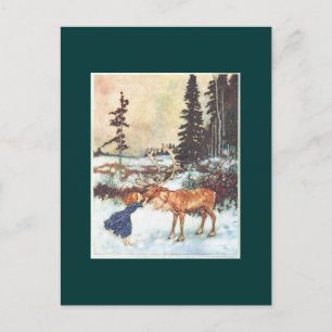 Kissing a Reindeer Postcard