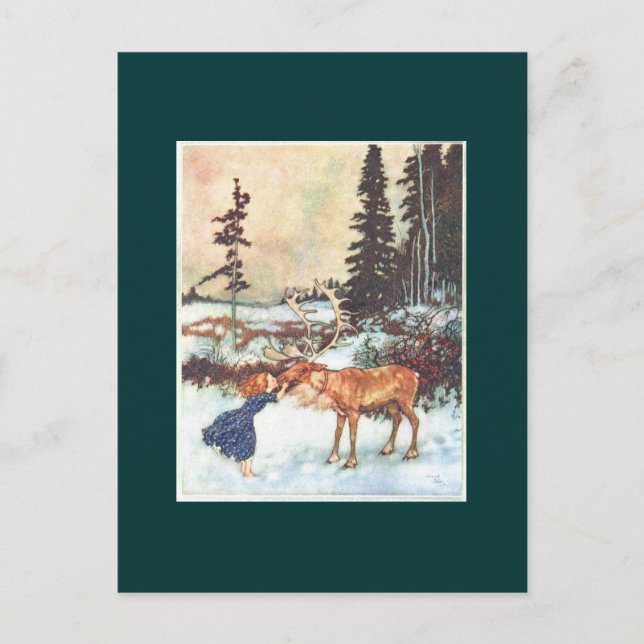 Kissing a Reindeer Postcard (Front)
