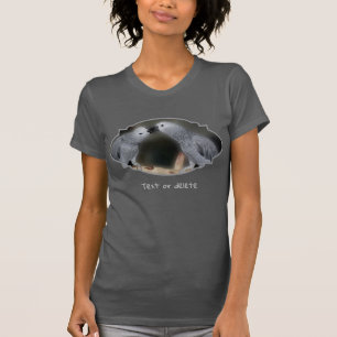 Kissing African Grey Parrots Cute Personalized T-Shirt