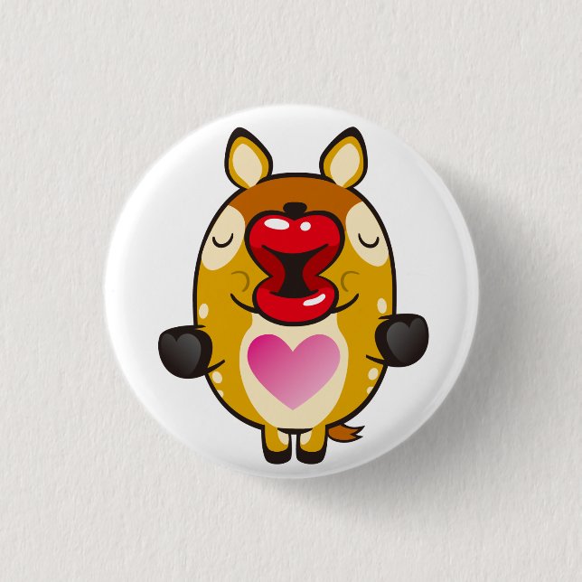 kissing bambi 3 cm round badge (Front)