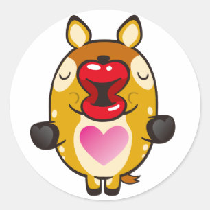 kissing bambi classic round sticker