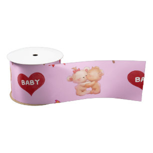 Kissing Bears Baby Hearts  Satin Ribbon