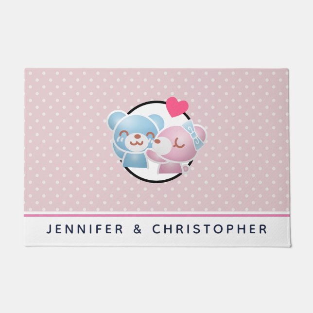 Kissing Bears Cute and Kawaii Doormat (Front)