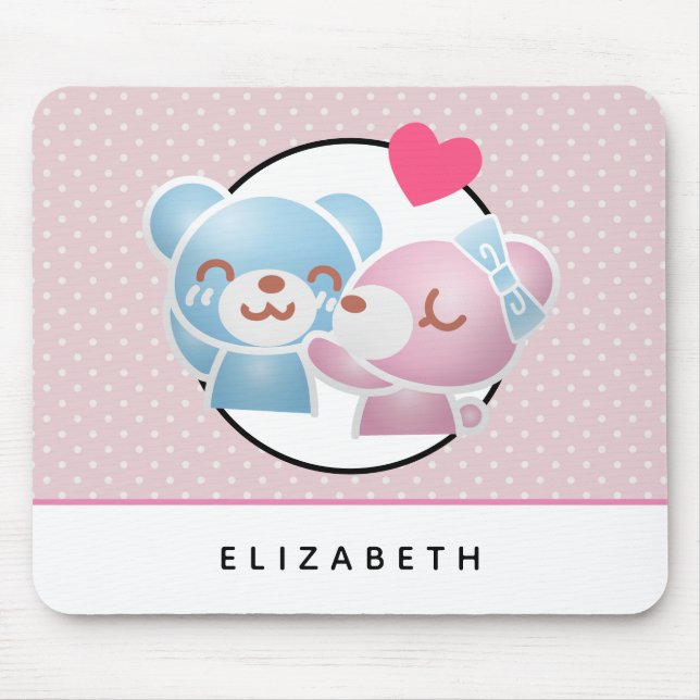 Kissing Bears Cute and Kawaii Mouse Mat (Front)