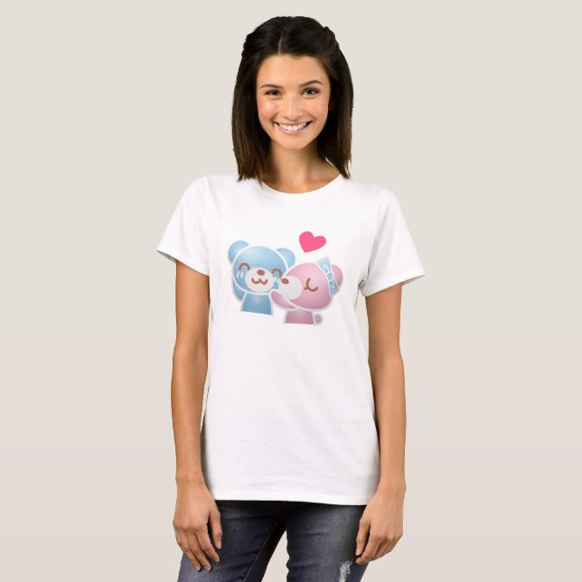 Kissing Bears Cute and Kawaii T-Shirt (Front Full)