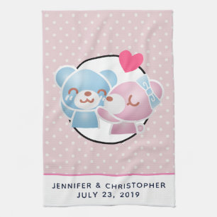 Kissing Bears Cute and Kawaii Tea Towel
