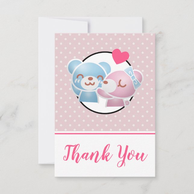 Kissing Bears Cute and Kawaii Thank You (Front)