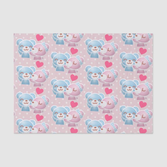Kissing Bears Cute and Kawaii Tissue Paper (Front)
