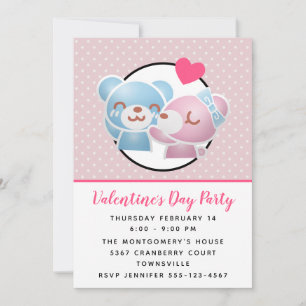 Kissing Bears Cute Valentines Invite