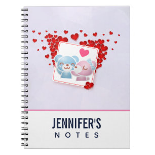 Kissing bears with Red Love Hearts All Around Notebook