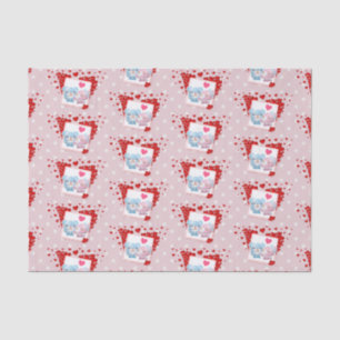 Kissing bears with Red Love Hearts All Around Tissue Paper