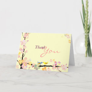 Kissing Birds Creamy Wedding Thank You Card