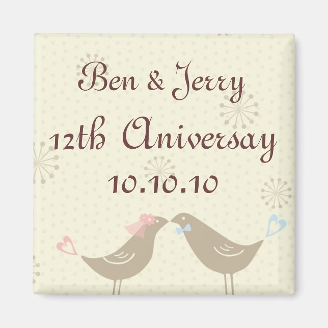 Kissing Birds Wedding Aniversary Magnet (Front)